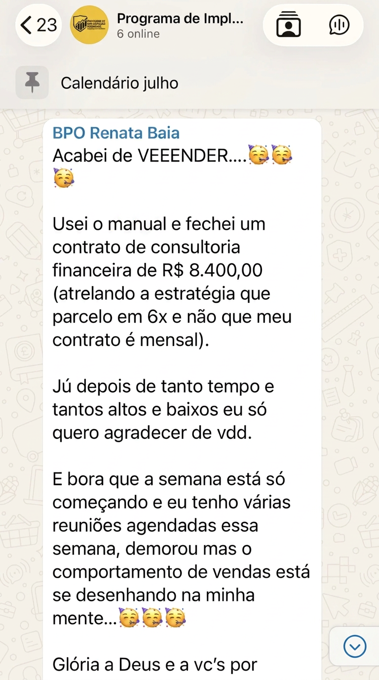 Depoimento Renata — R$ 8.400 fechados