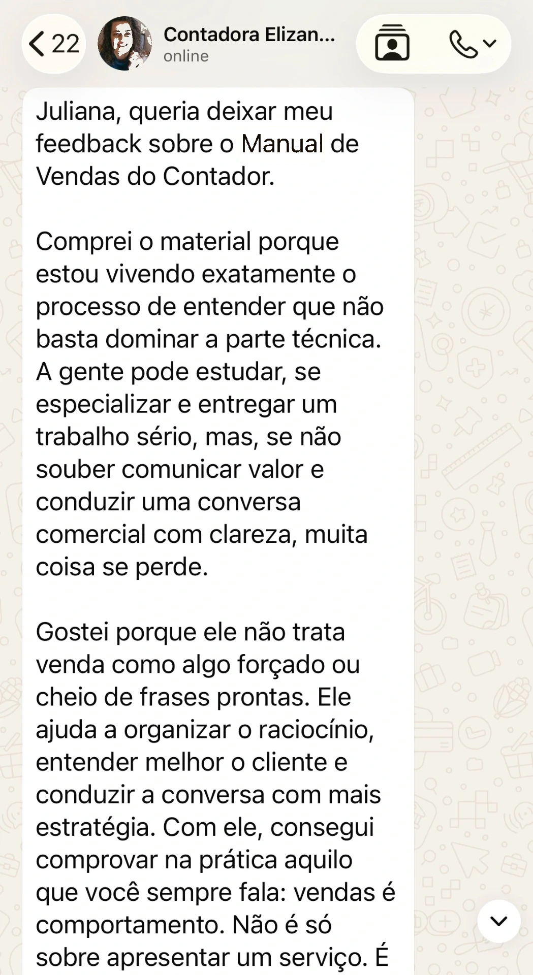Depoimento Elizan — comunicar valor com clareza
