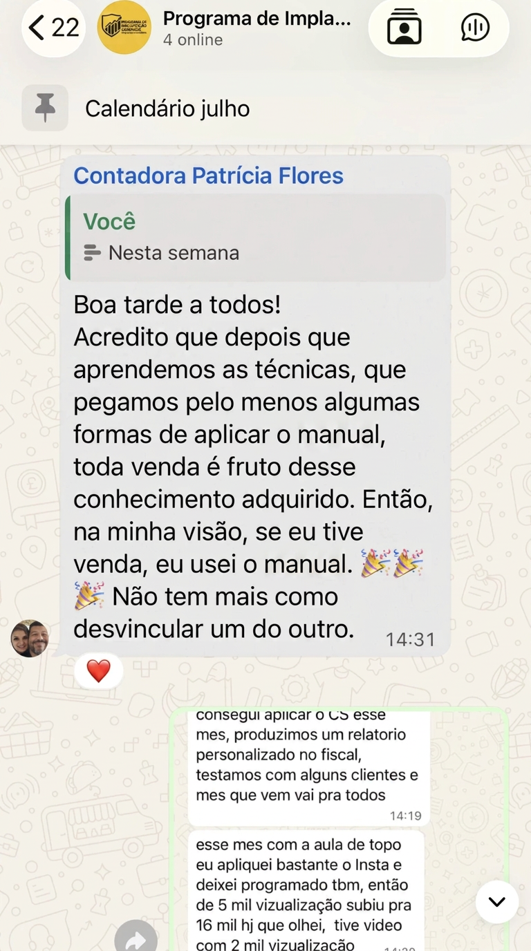 Depoimento Patrícia — técnica do manual